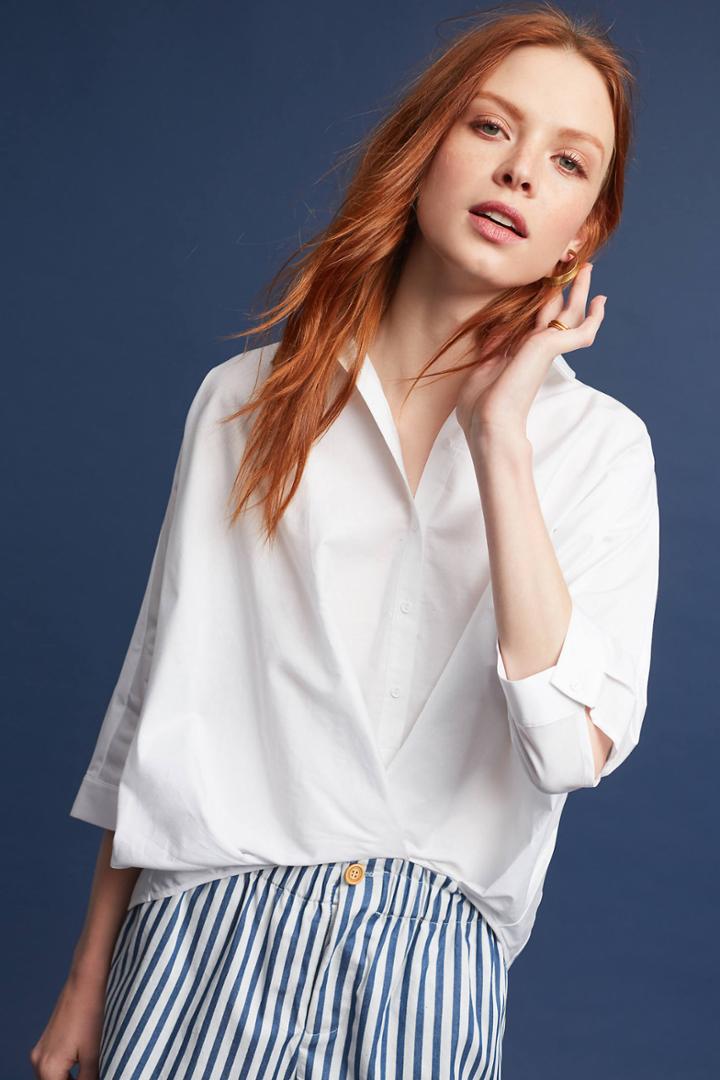 Maeve Wrap-front Poplin Top