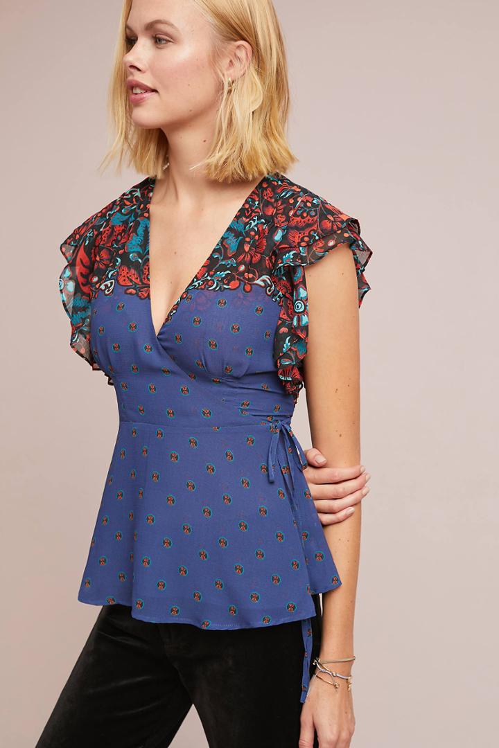 Meadow Rue Bastide Floral Wrap Top