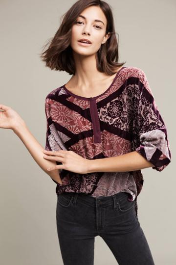 Tiny Editions For Anthropologie Patchwork Velvet Pullover