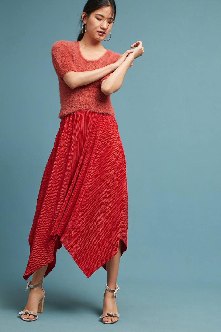 Anthropologie Plisse Asymmetrical Skirt