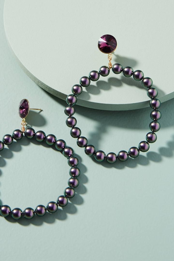 Venessa Arizaga Gilded Pearl Hoop Earrings