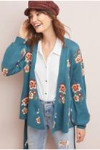 Moth Floral Intarsia Wrapped Cardigan