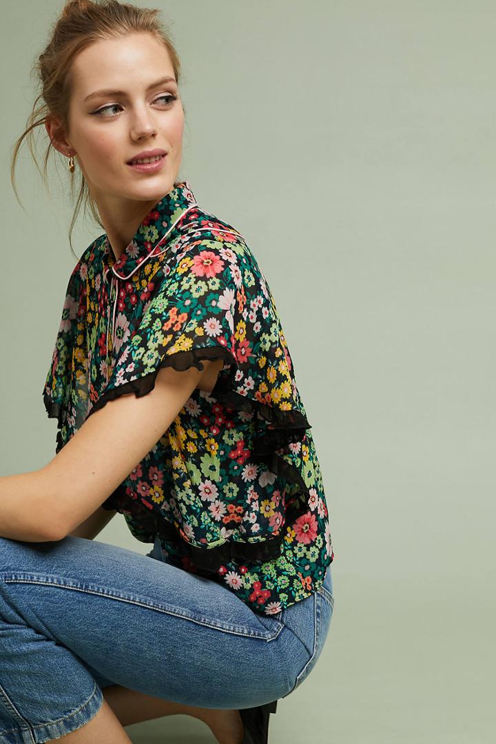 Anthropologie Valence Floral Buttondown