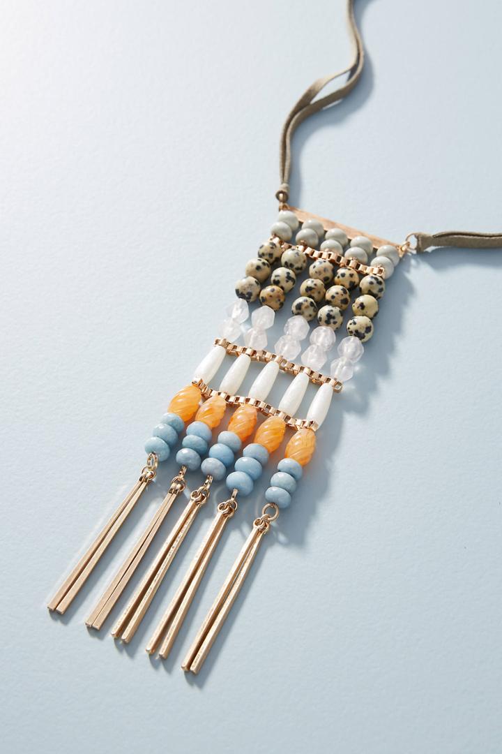 Anthropologie Beaded Ladder Pendant Necklace