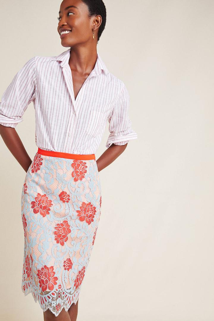 Eva Franco Lucia Lace Pencil Skirt