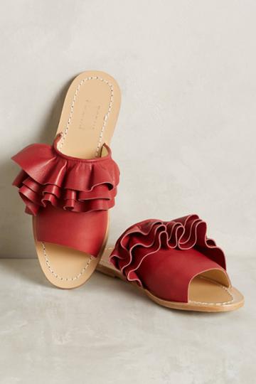 Terhi Plkki Ruffled Fringe Slide Sandals