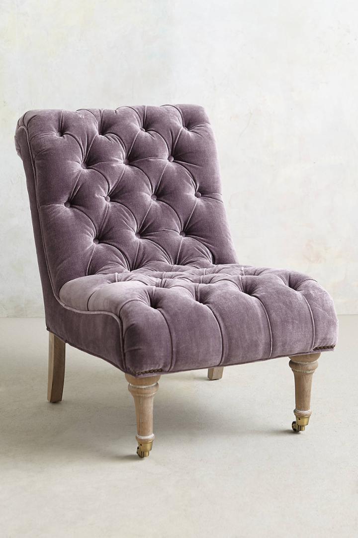Anthropologie Slub Velvet Orianna Slipper Chair
