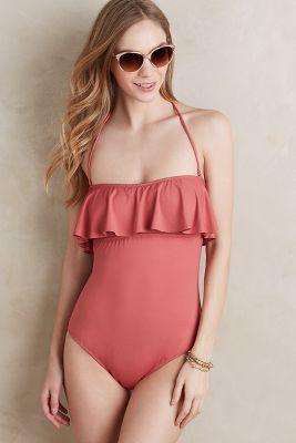 Eberjey Ruffled Maillot Rose