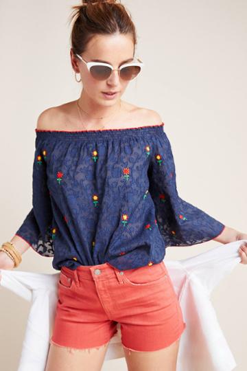 Payal Jain Jayna Embroidered Off-the-shoulder Blouse