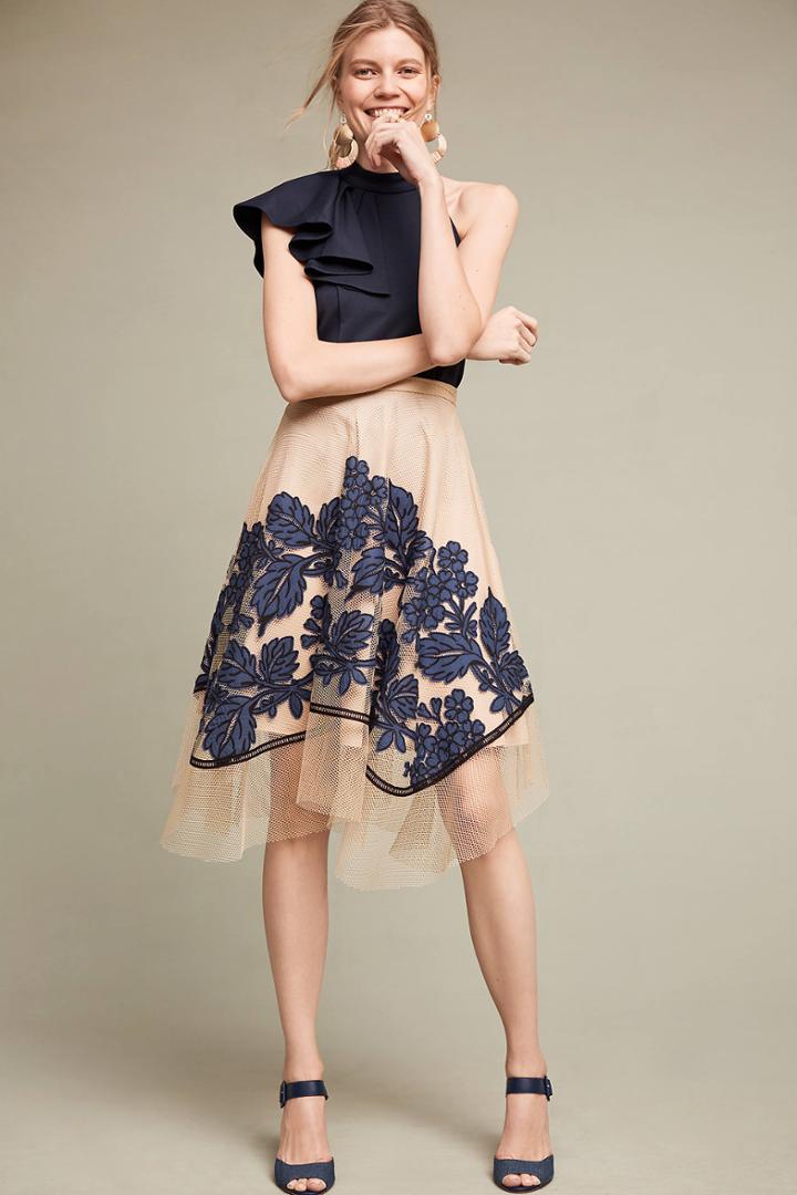 Eva Franco Floral Netted Skirt