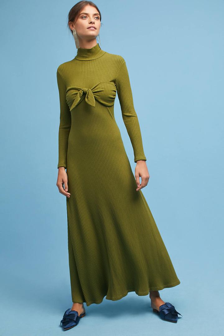 Mara Hoffman Ribbed Tie-front Midi Dress