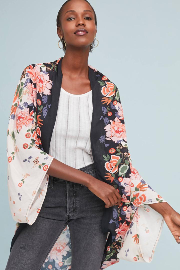 Anthropologie Gardener Floral Kimono