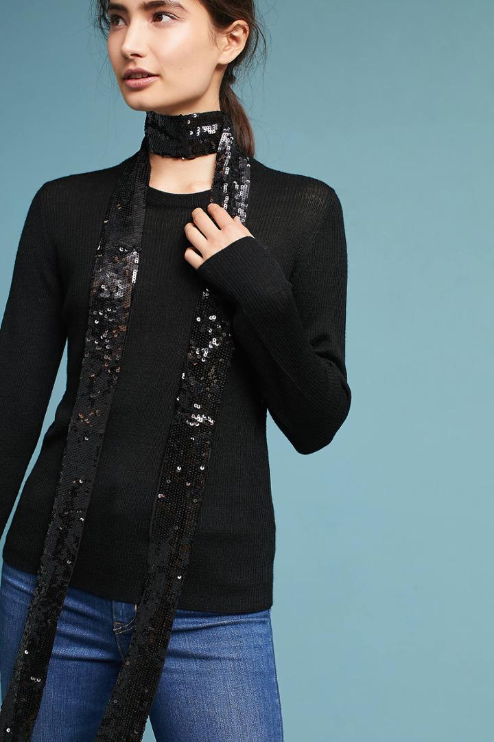 Anthropologie Sequined Skinny Scarf