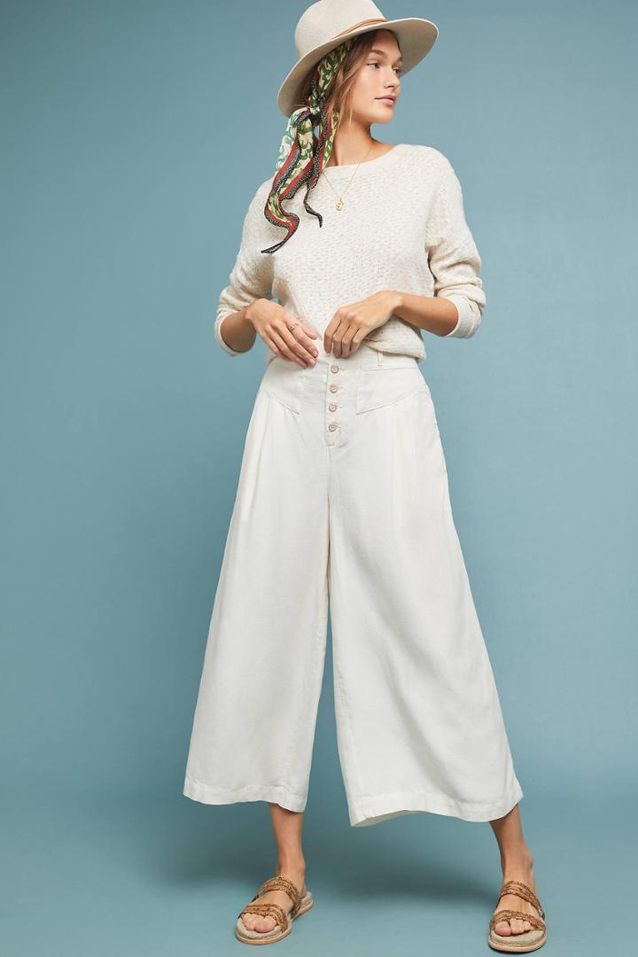 Anthropologie Oceanside Cropped Wide-leg Pants