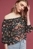 Kachel Floral Silk Off-the-shoulder Top