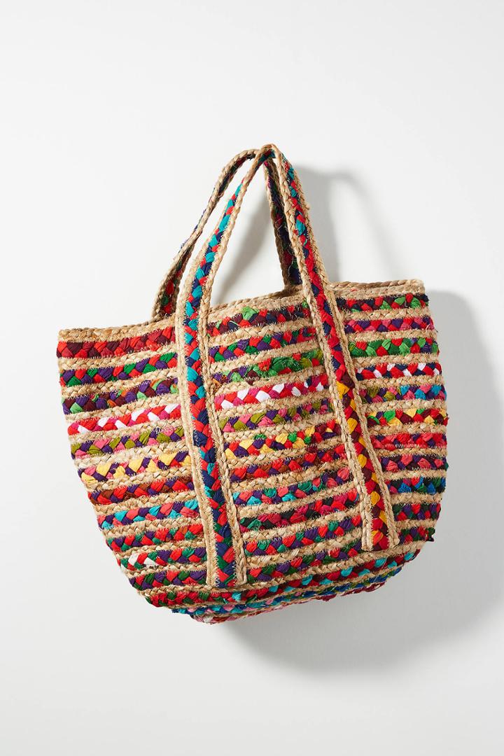 Anthropologie Fiesta Woven Tote Bag