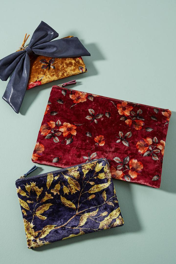Remi/reid Velvet Floral Pouch Set