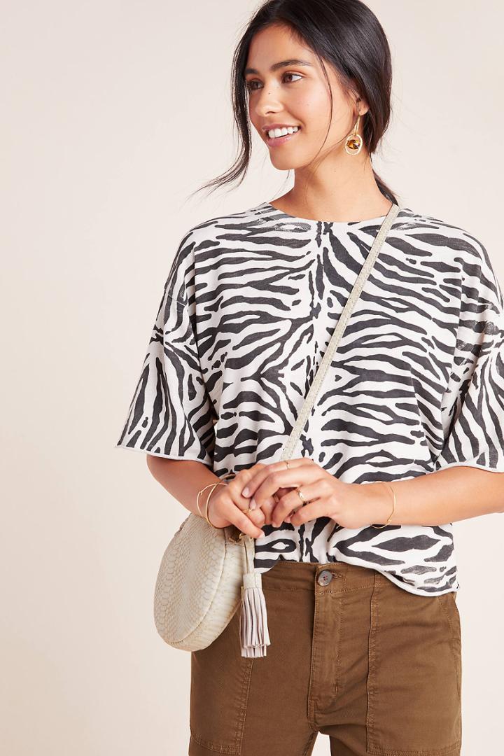 Nation Ltd Tiger-striped Cut-off Tee