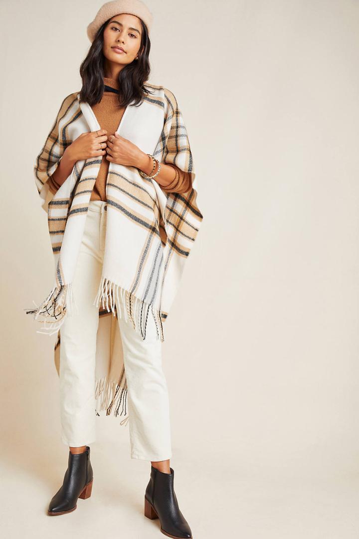 Anthropologie Aidy Fringed Wrap