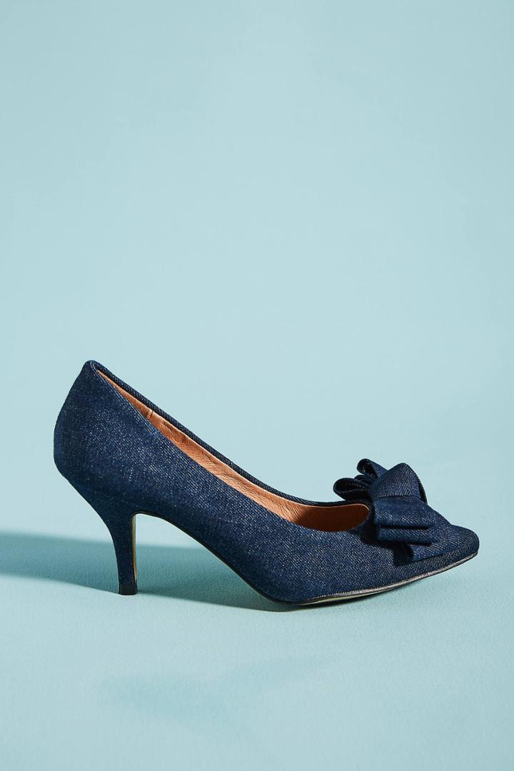All Black Denim Bow Heels