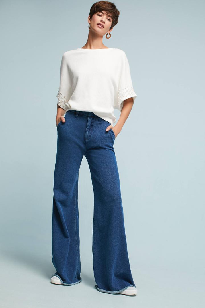 Anthropologie Denim Effect Knit Trousers