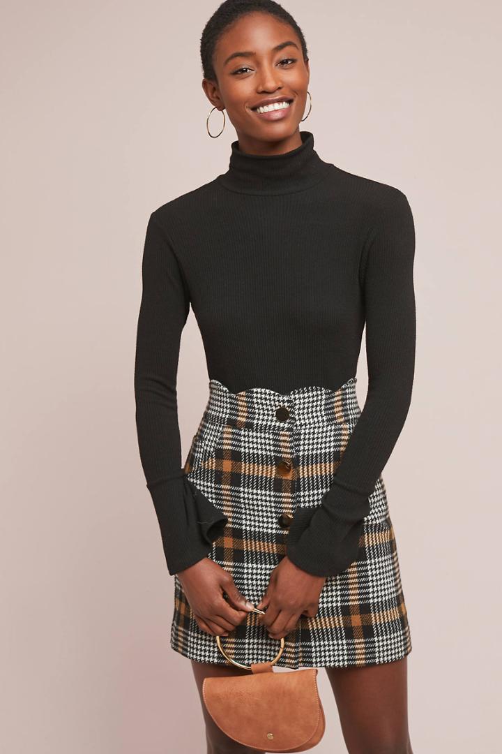 J.o.a. Scalloped Plaid Mini Skirt