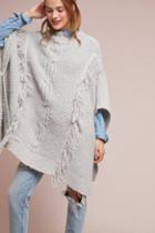 Anthropologie Fringed Cable-knit Poncho