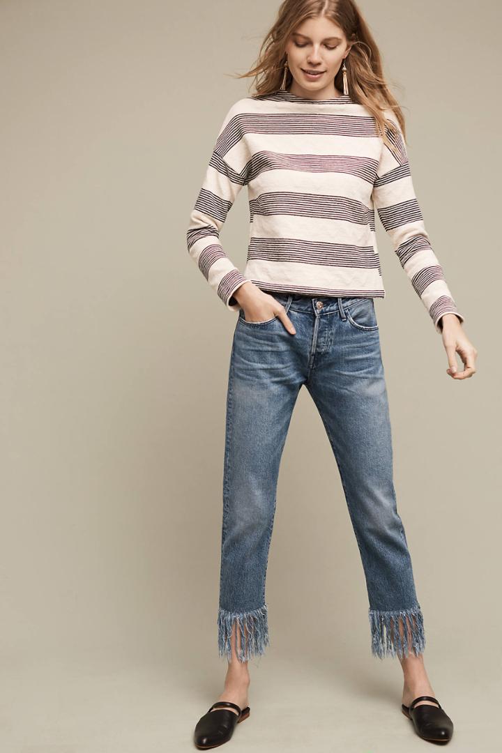 Anthropologie 3x1 Nyc High-rise Straight Cropped Fringe Jeans