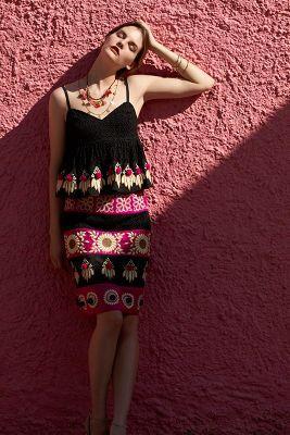 Anthropologie Embroidered Catrina Pencil Skirt