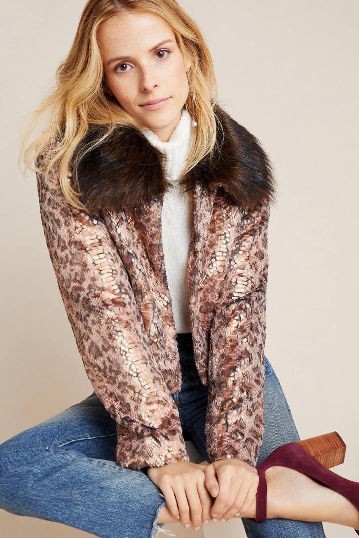 Unreal Fur Serpentina Faux Fur-trimmed Jacket