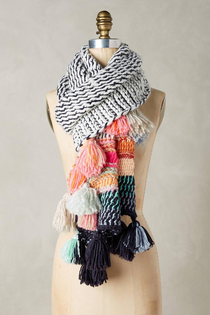 Caroline Kaufman Rainbow Tassel Scarf