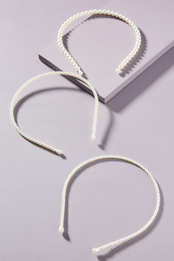 Anthropologie Zoey Pearl Headband Set