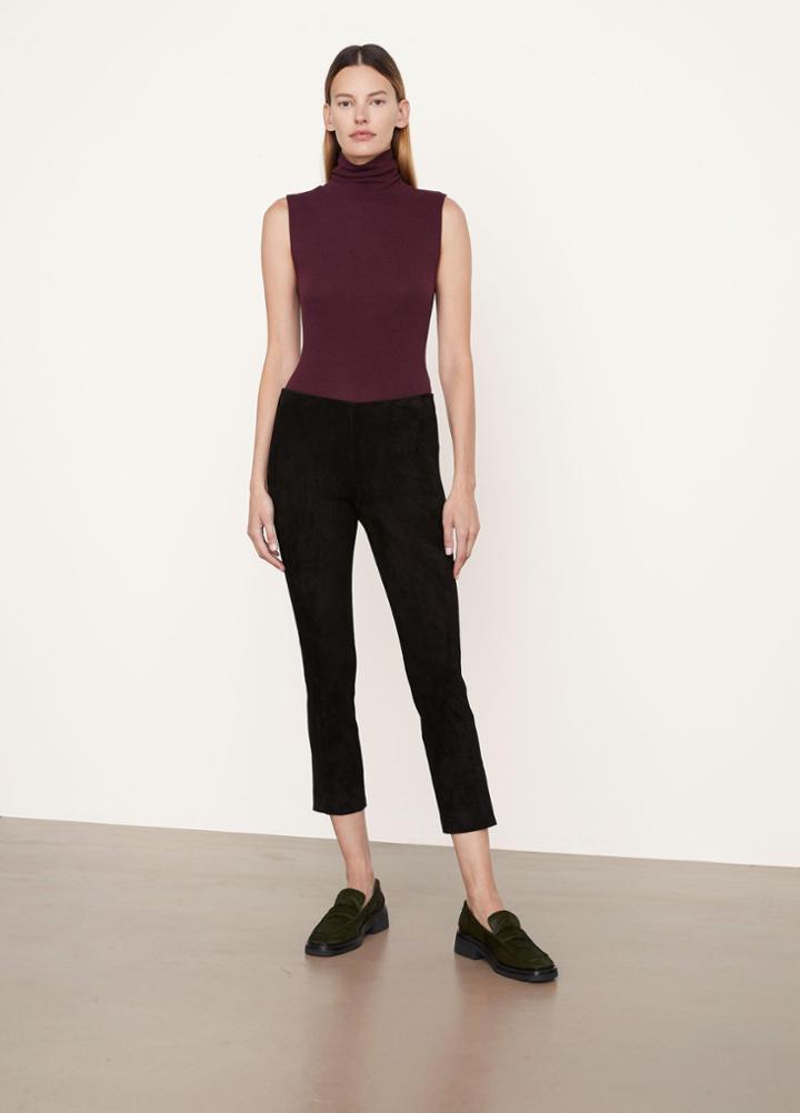 Vince Stretch Suede Split Hem Crop Legging