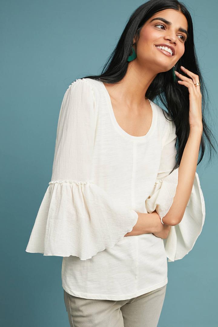 Bordeaux Foster Bell-sleeved Top
