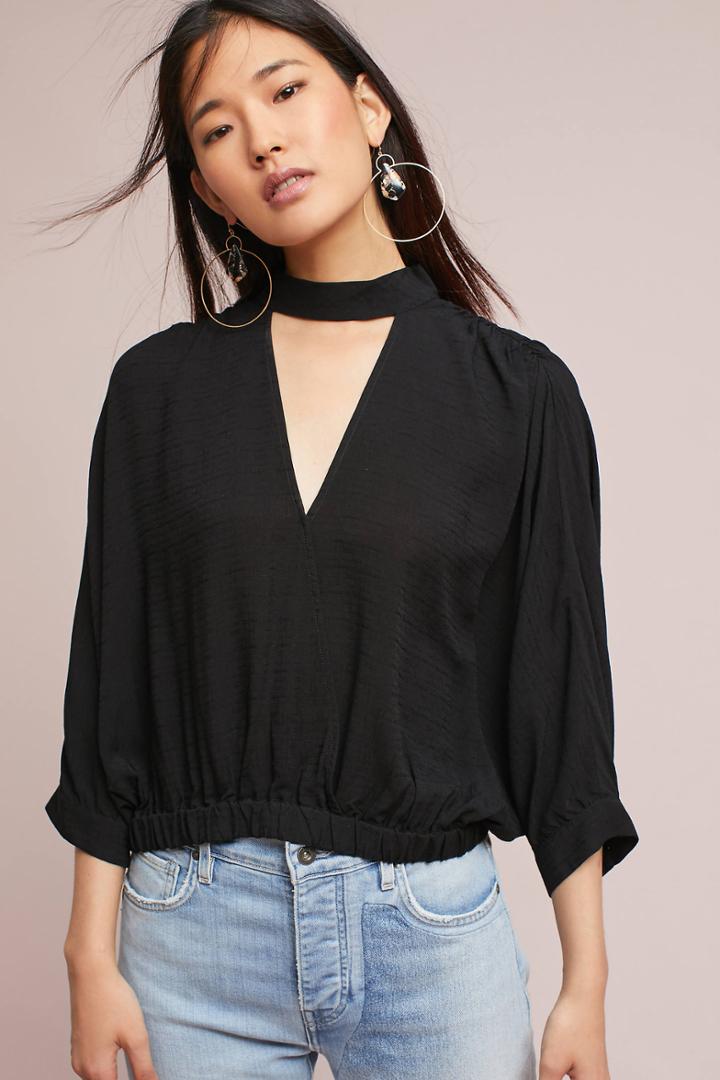 Maeve Surplice High-neck Cutout Blouse