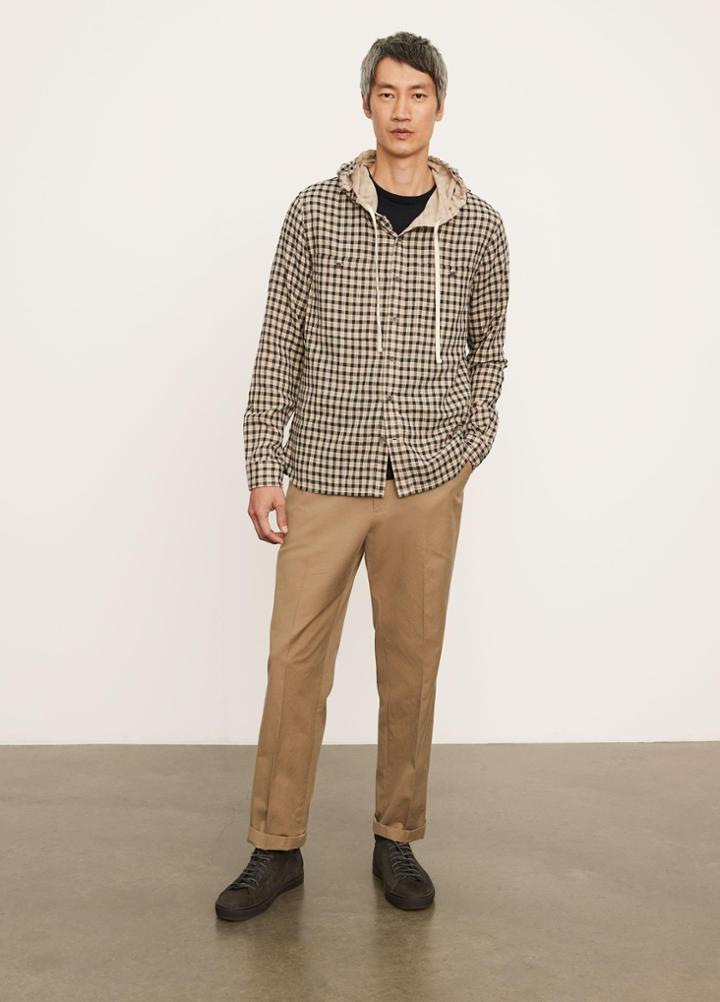 Vince Desert Plaid Hooded Long Sleeve