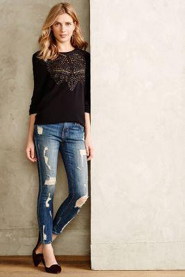Anthropologie Current/elliott Stiletto Cropped Skinny Jeans