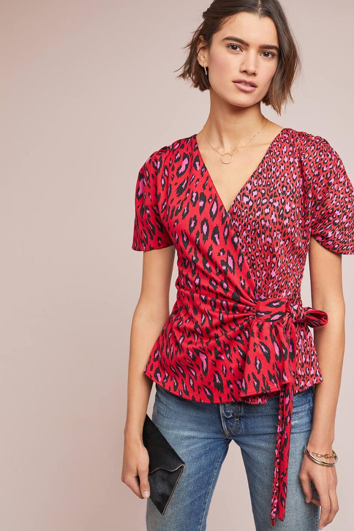 Eva Franco Patchwork Leopard Top