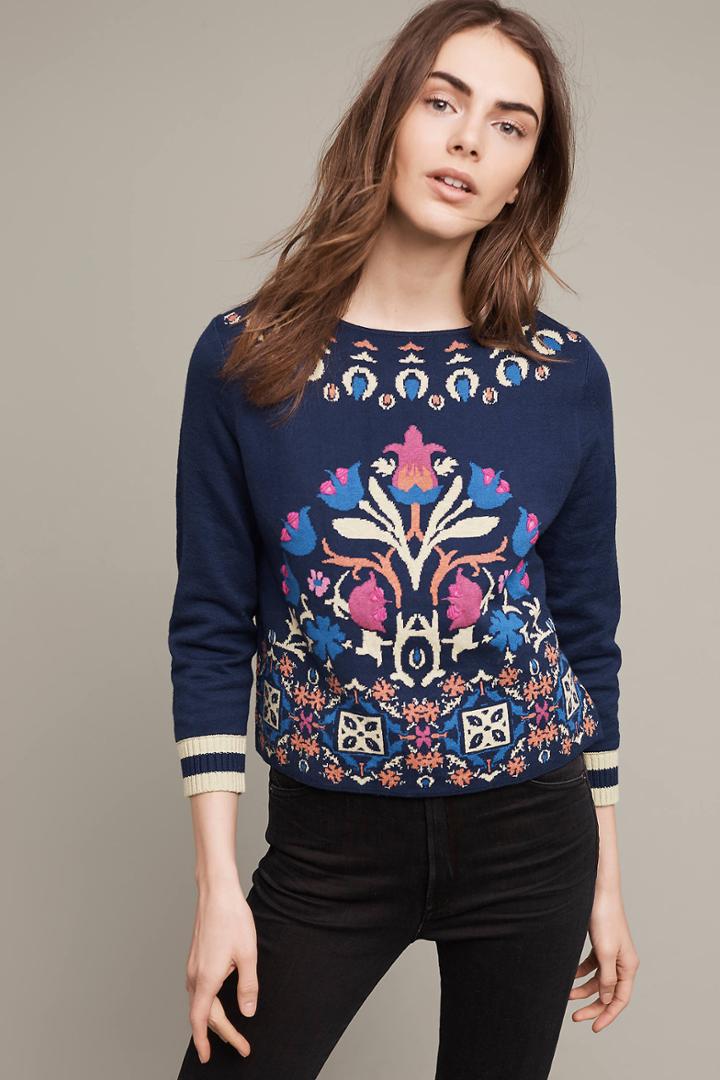 Monogram Floral Intarsia Sweatshirt