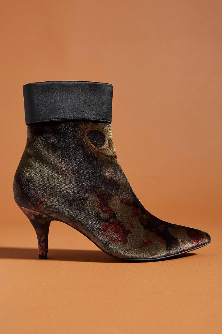 Farylrobin Floral Velvet Booties