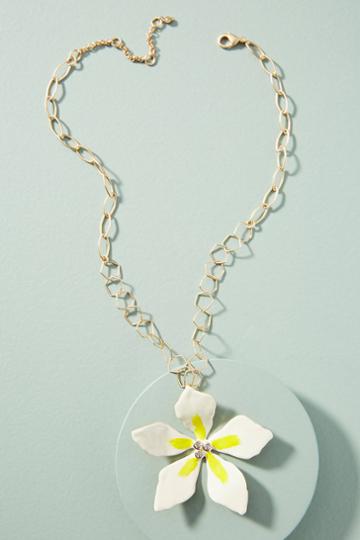 Anthropologie Plumeria Pendant Necklace
