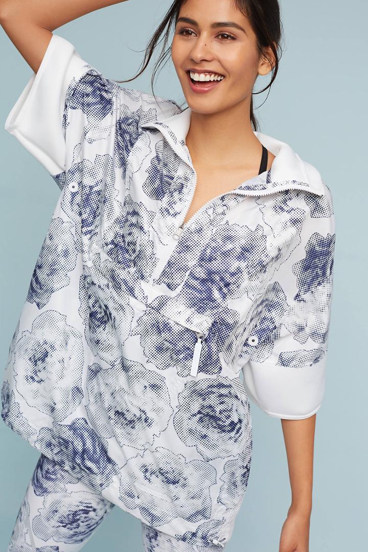 Anthropologie Floral Quarter-zip Pullover