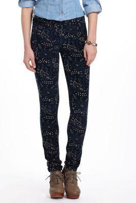 Pilcro Serif Printed Cord Leggings Blue Motif
