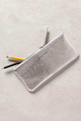 Anthropologie Metallic Idiom Pencil Case