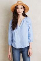 Velvet By Graham And Spencer Chambray Splitneck Blouse