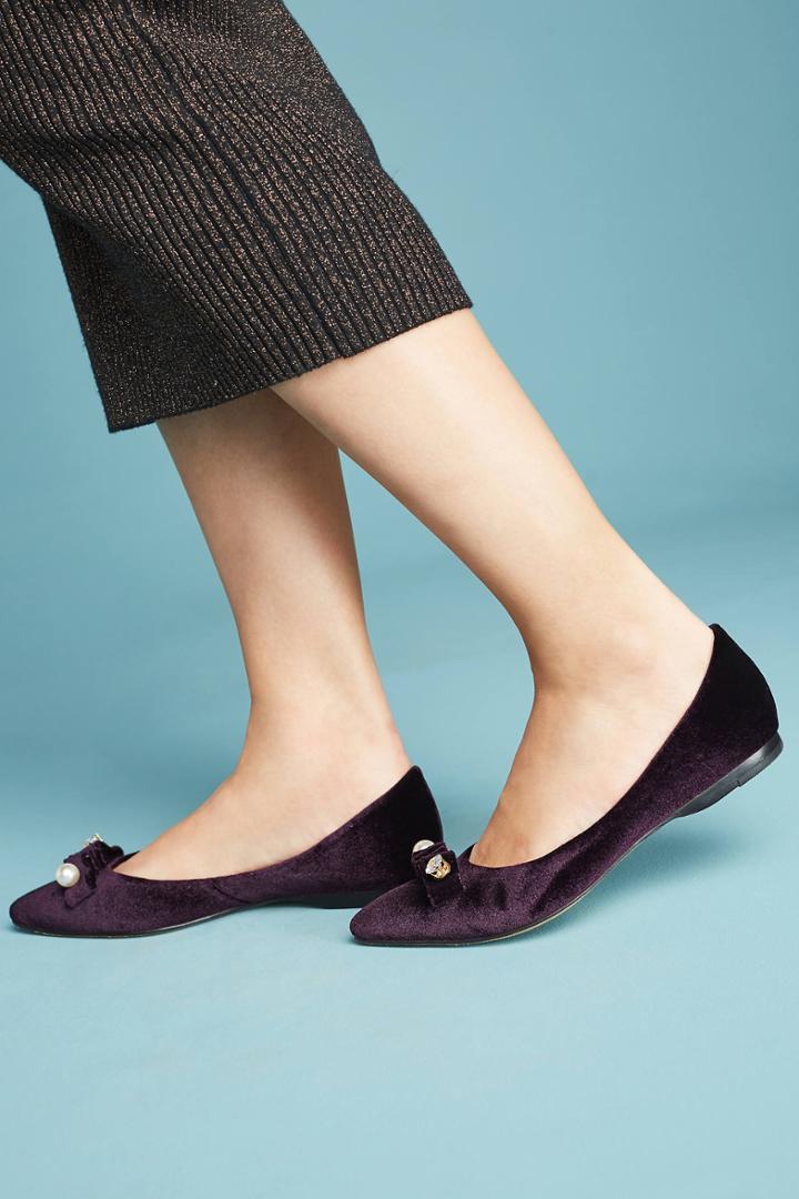 All Black Velvet Almond-toe Flats