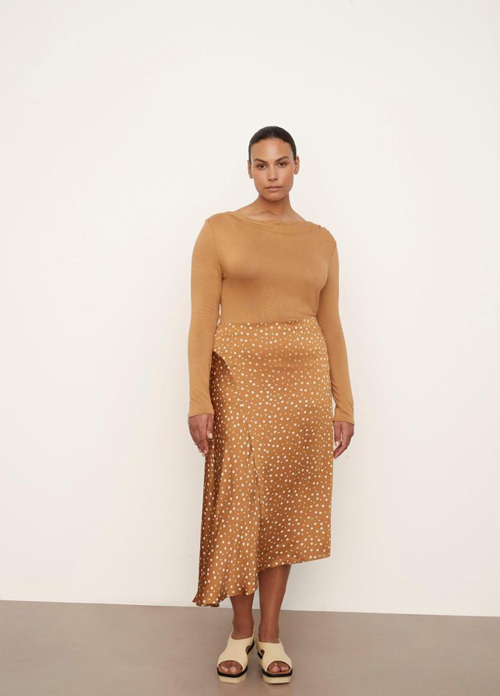 Vince Tossed Dot Draped Knot Skirt