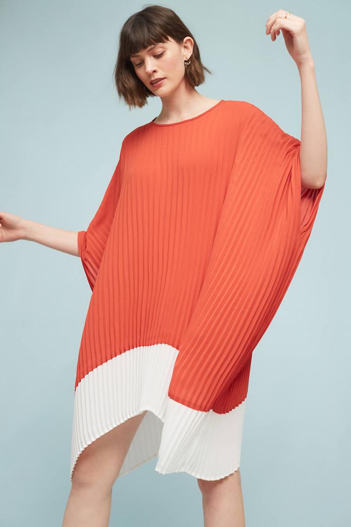 Delfi Pleated Colorblock Tunic Dress