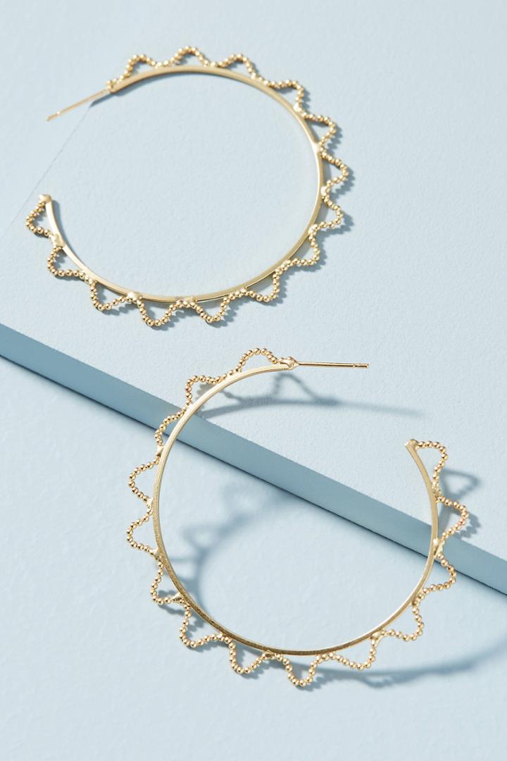 Anthropologie Scalloped Hoop Earrings