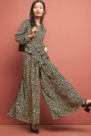 Kachel X Anthropologie Rosalie Leopard Wide-leg Pants